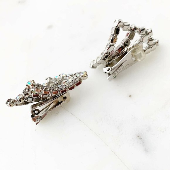 HOBE Vintage Clip On Aurora Borealis Fan Earrings - Picture 7 of 9